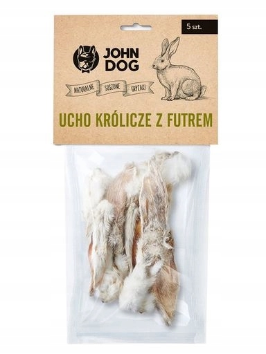 5x JohnDog Králičí ucho s kožešinou 5ks