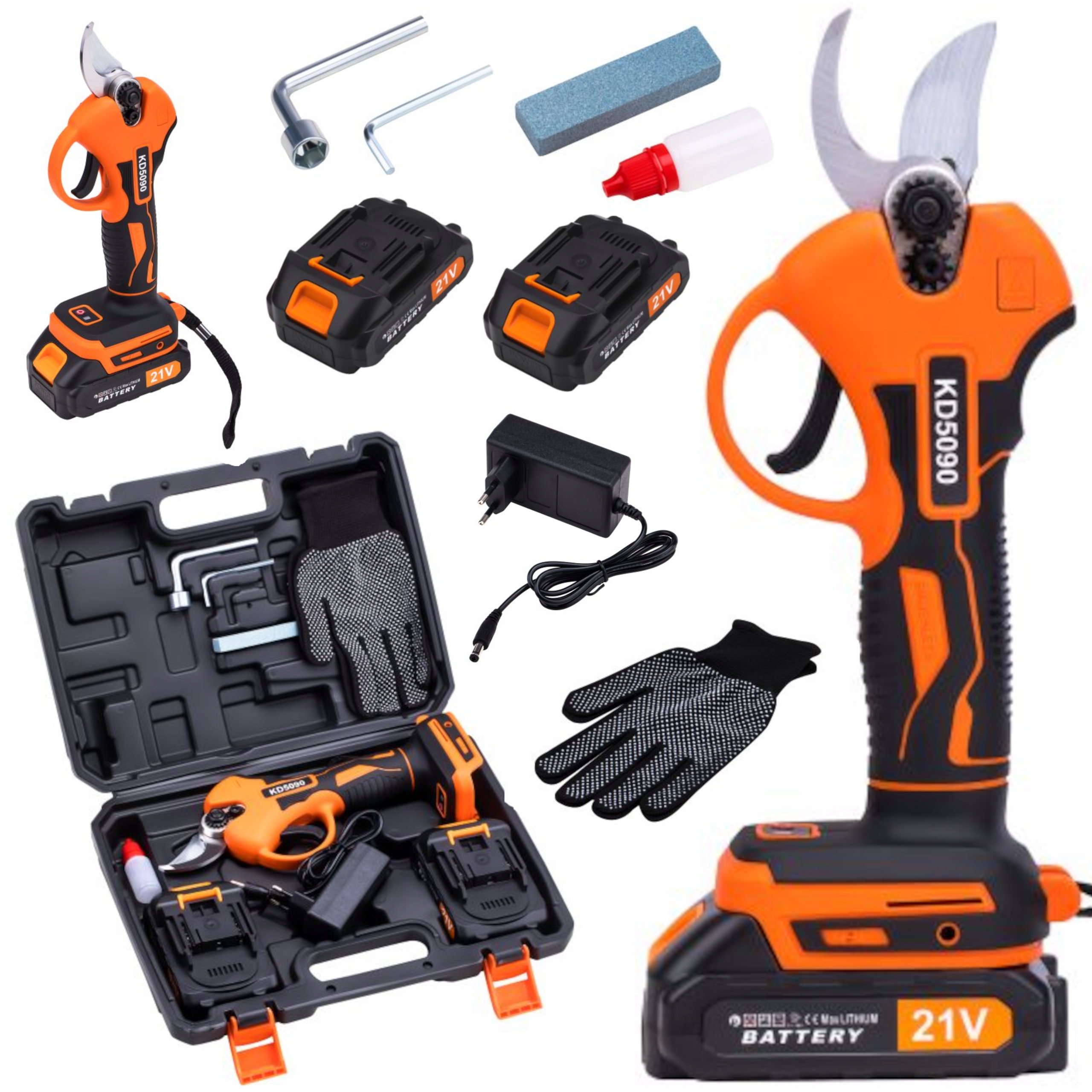 Sekator Akumulatorowy Do Gałęzi Nożyce Elektryczne 21V 2XAKKU Zestaw XXL