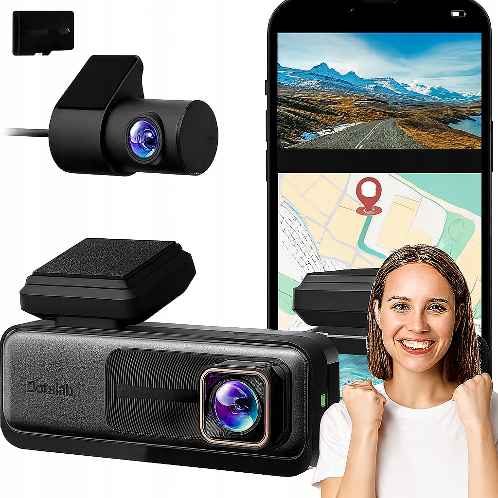 Botslab Kamera Samochodowa Przednia Tylna 4K Dash Cam Gps z WiFi