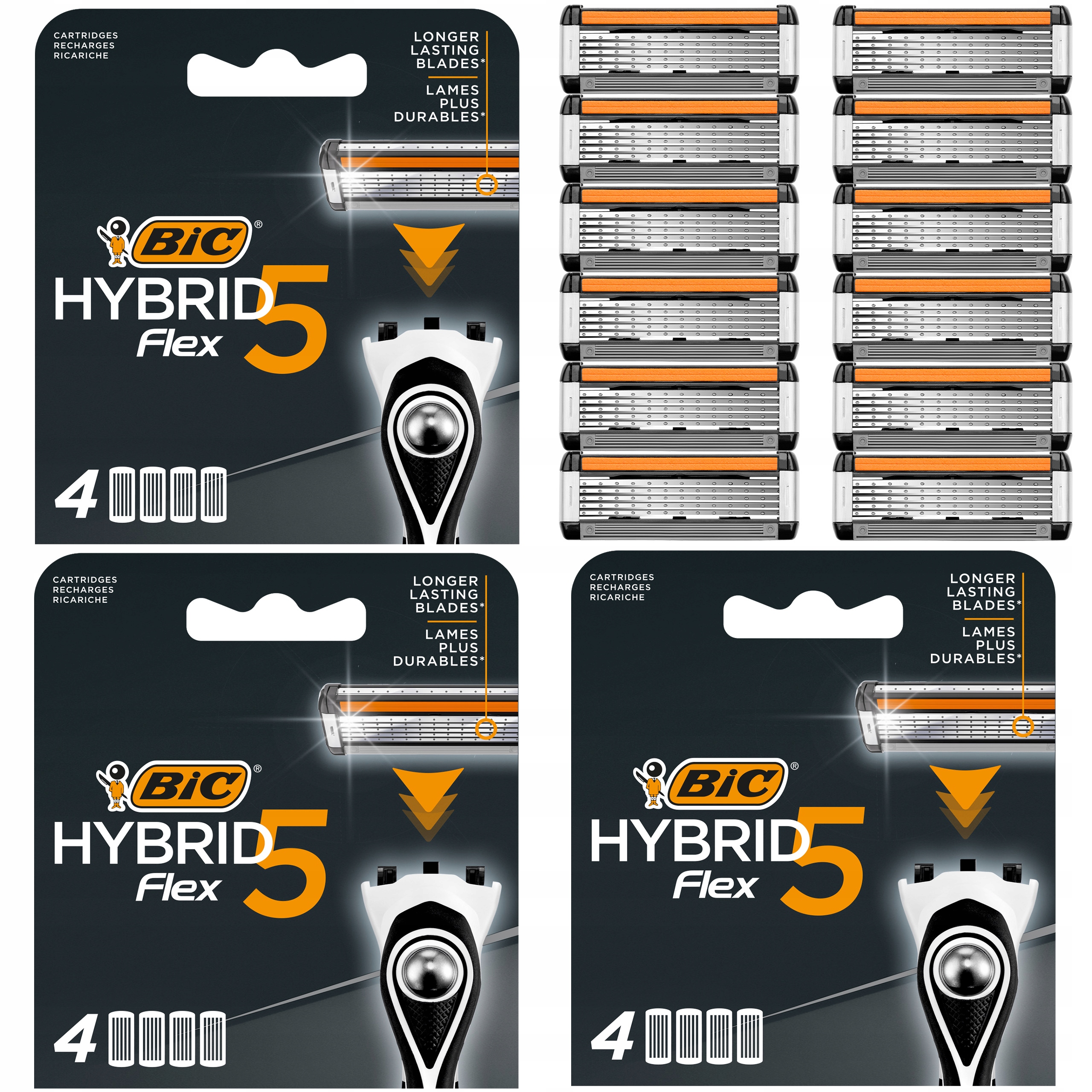 BIC HYBRID 5 FLEX WKŁADY DO MASZYNEK OSTRZA NOŻYKI ZESTAW BLISTER x12