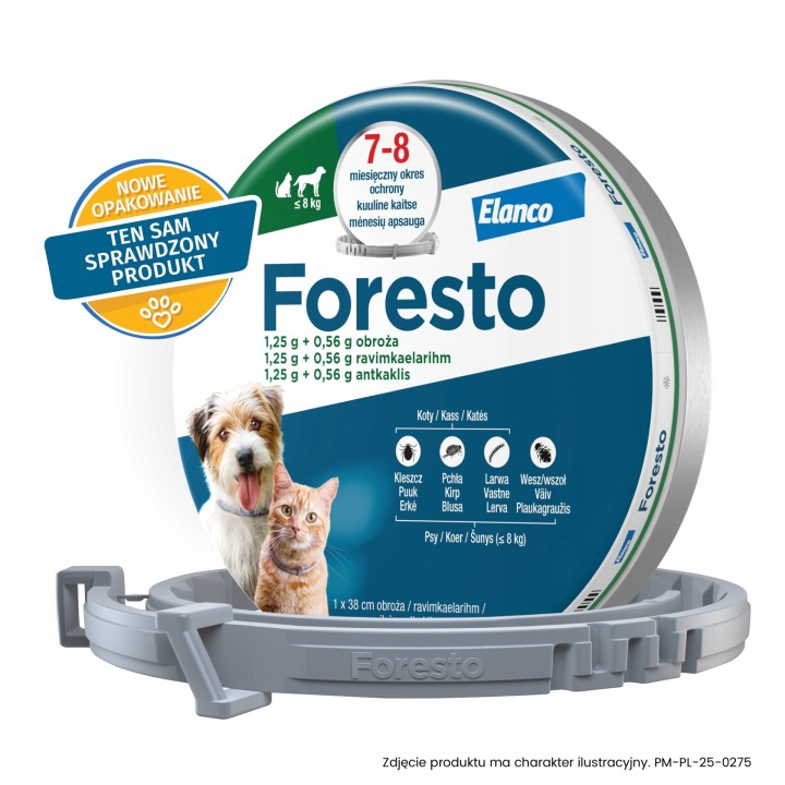 Foresto małe mała Obroża na pchły i kleszcze 38cm do 8 kg