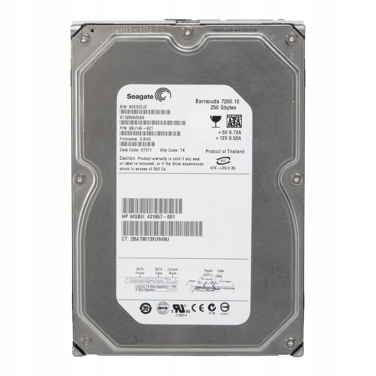 Hp 431657-001 250GB 7.2K 16MB Sata II 3.5'' ST3250620AS