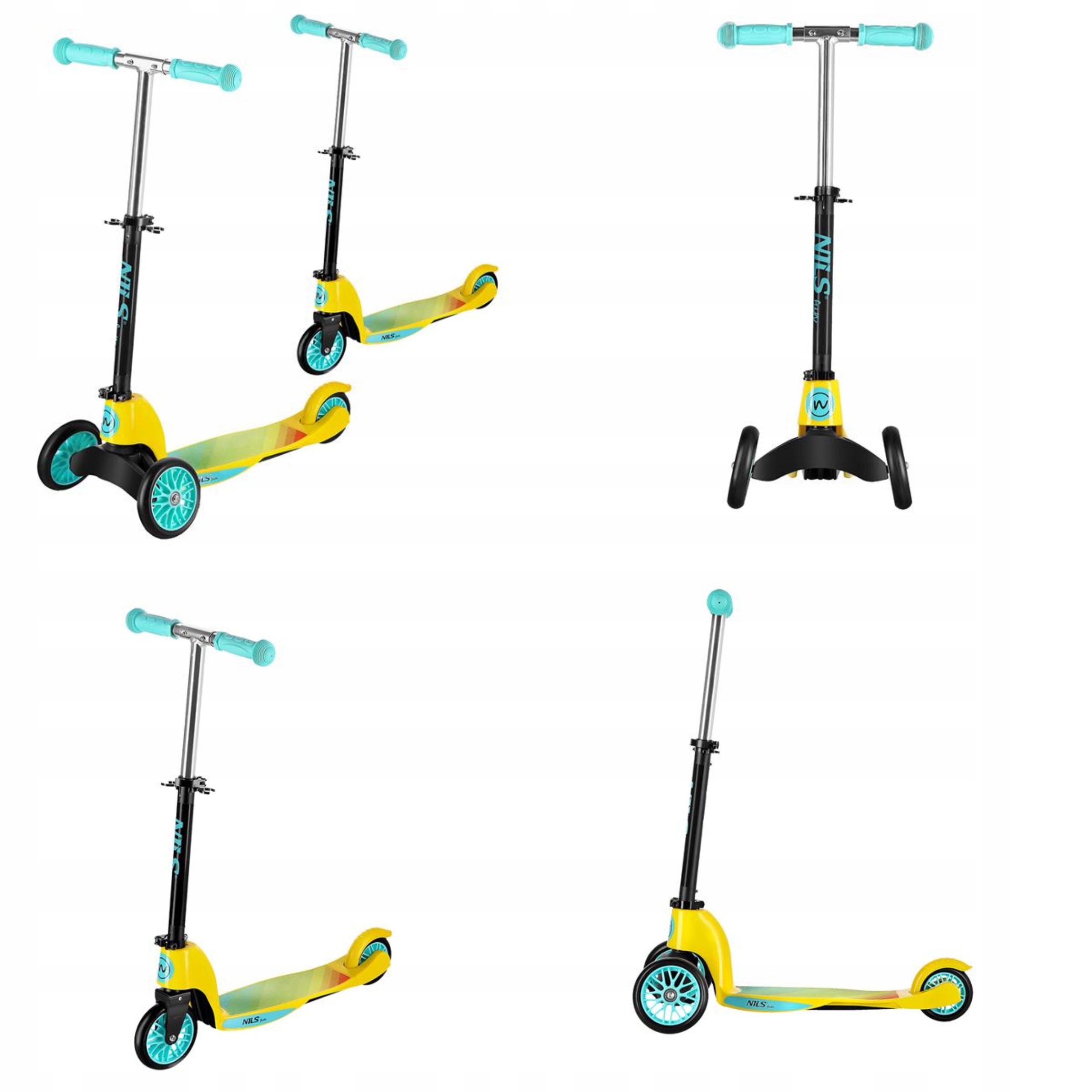 Hulajnoga limonkowa trójkoła dwukoła dla dzieci Nils Fun HLB202