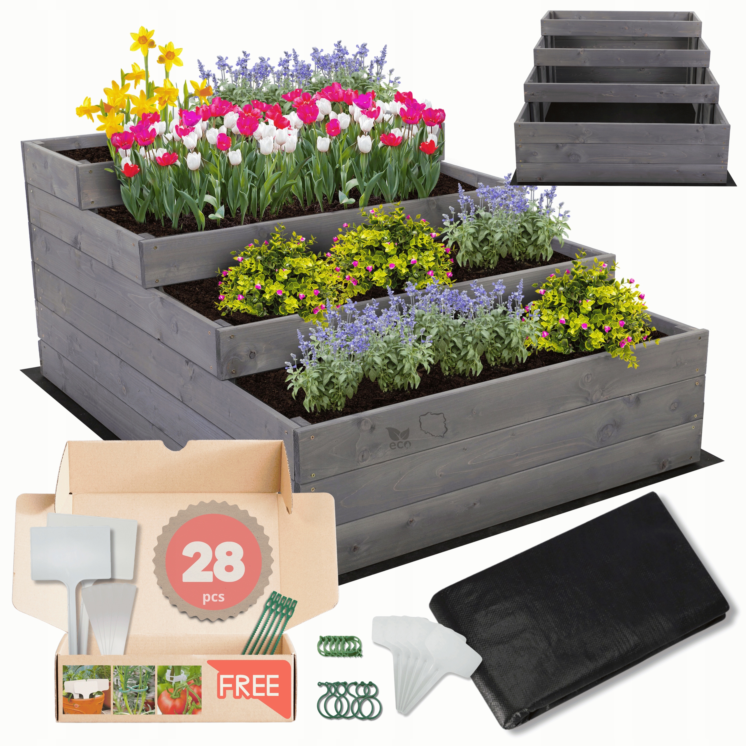 Skrzynia drewniana warzywnik Impregnowany 54x90x120 Gratisy Wysoka Eco