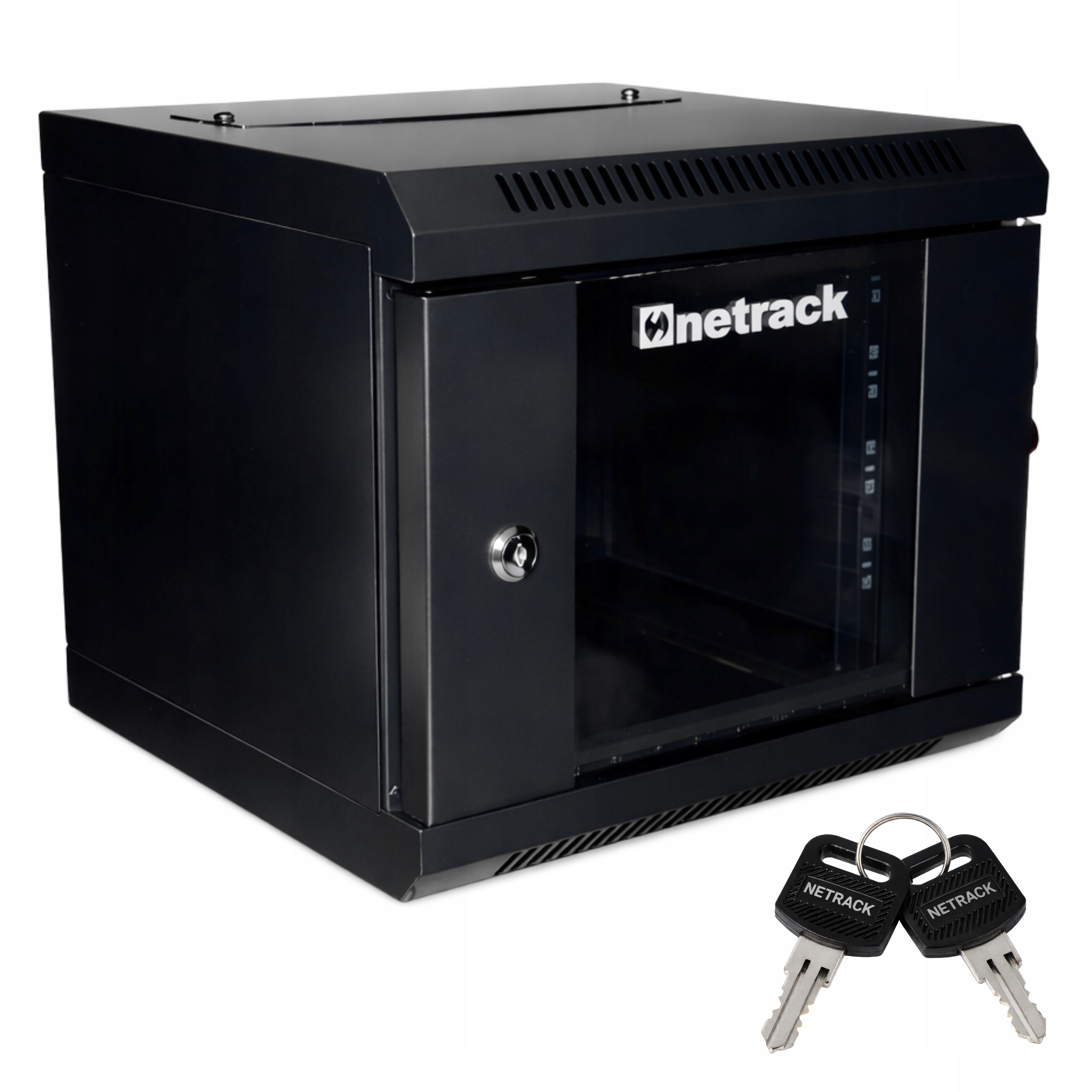 Szafa Rack 10'' wisząca 4U stojąca drzwi szyba czarna 300mm S-Line Netrack