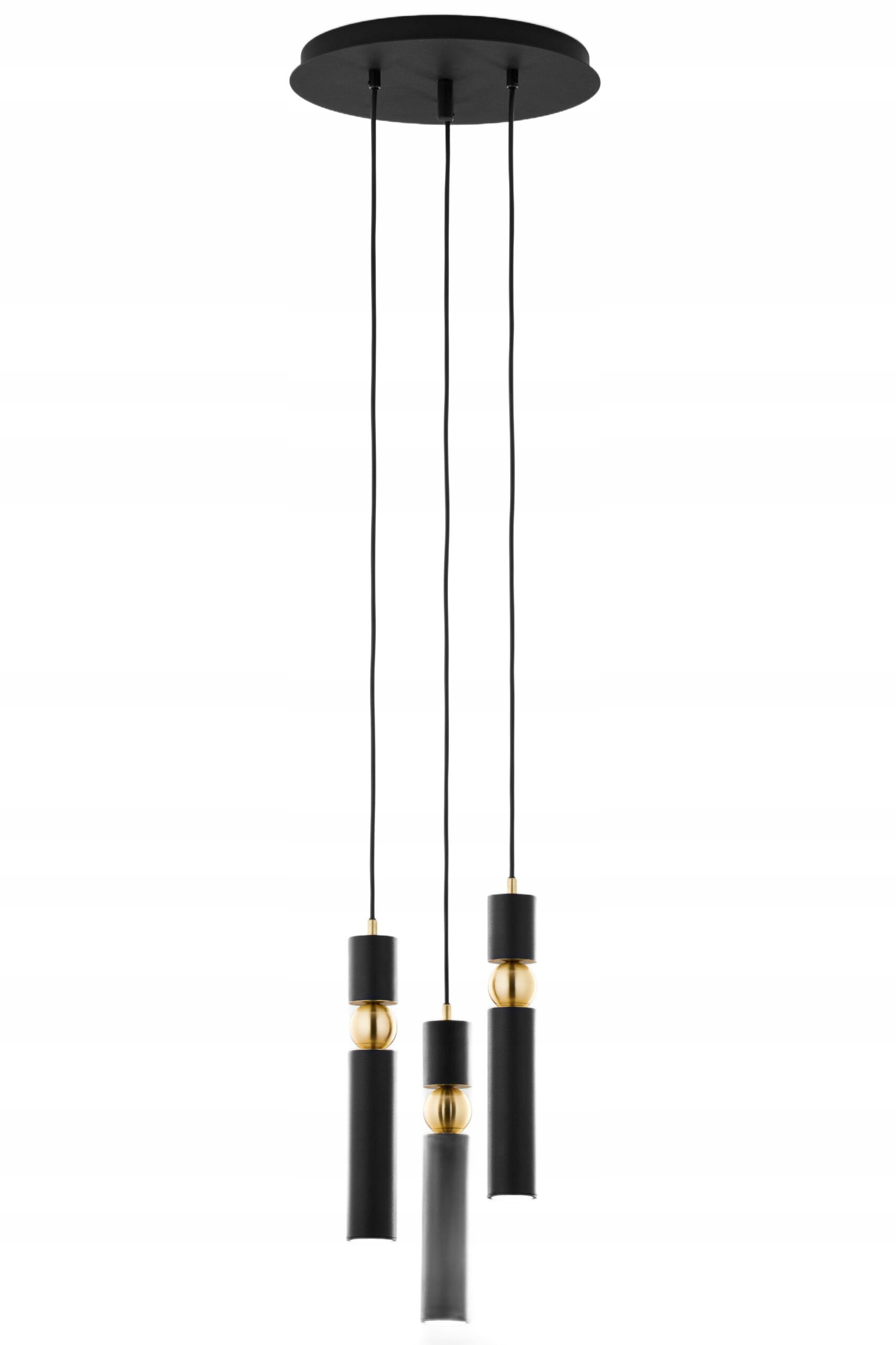 Jupiter Závěsná lampa kulatá Ø30 cm černo-zlatá 3xGU10 Alas