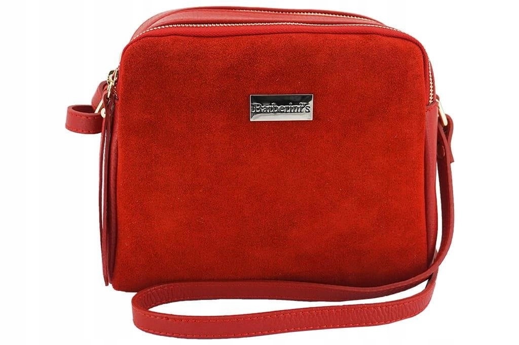 Dámská kabelka přes rameno z přírodní semišové kůže červená světlá