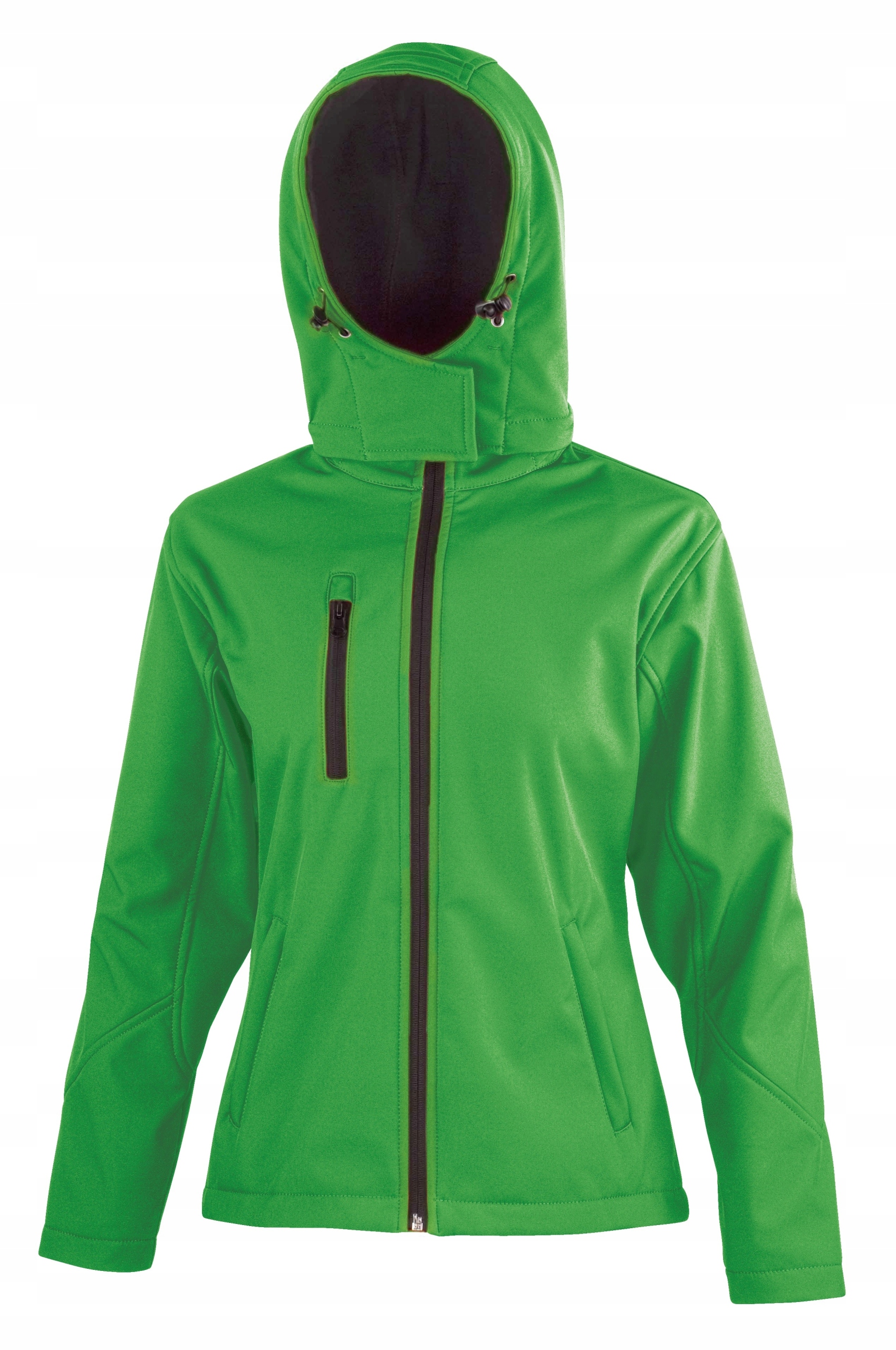 Dámská bunda Soft Shell s kapucí rozepínací Zelená/Černá vel. 2XL