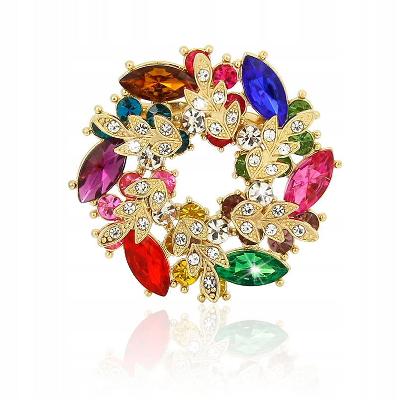 BROSZKA KOLOROWY WIANEK KWIATÓW CYRKONIE