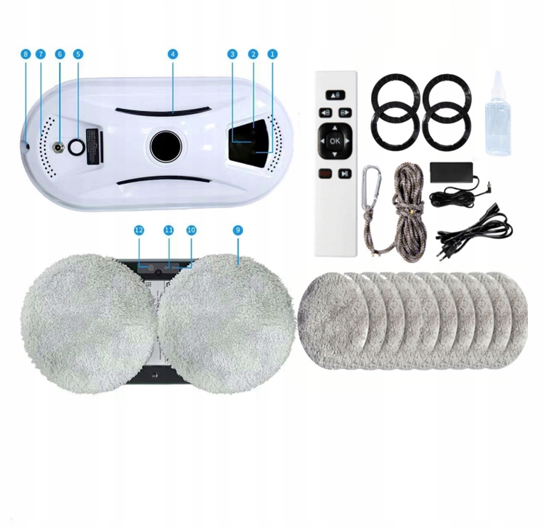 ROBOT MYJĄCY SZYBY OKNA LUSTRA GLAZURY INTELIGENTY AUTOMATYCZNE MYCIE SZYB Czas pracy bezprzewodowej 20 min