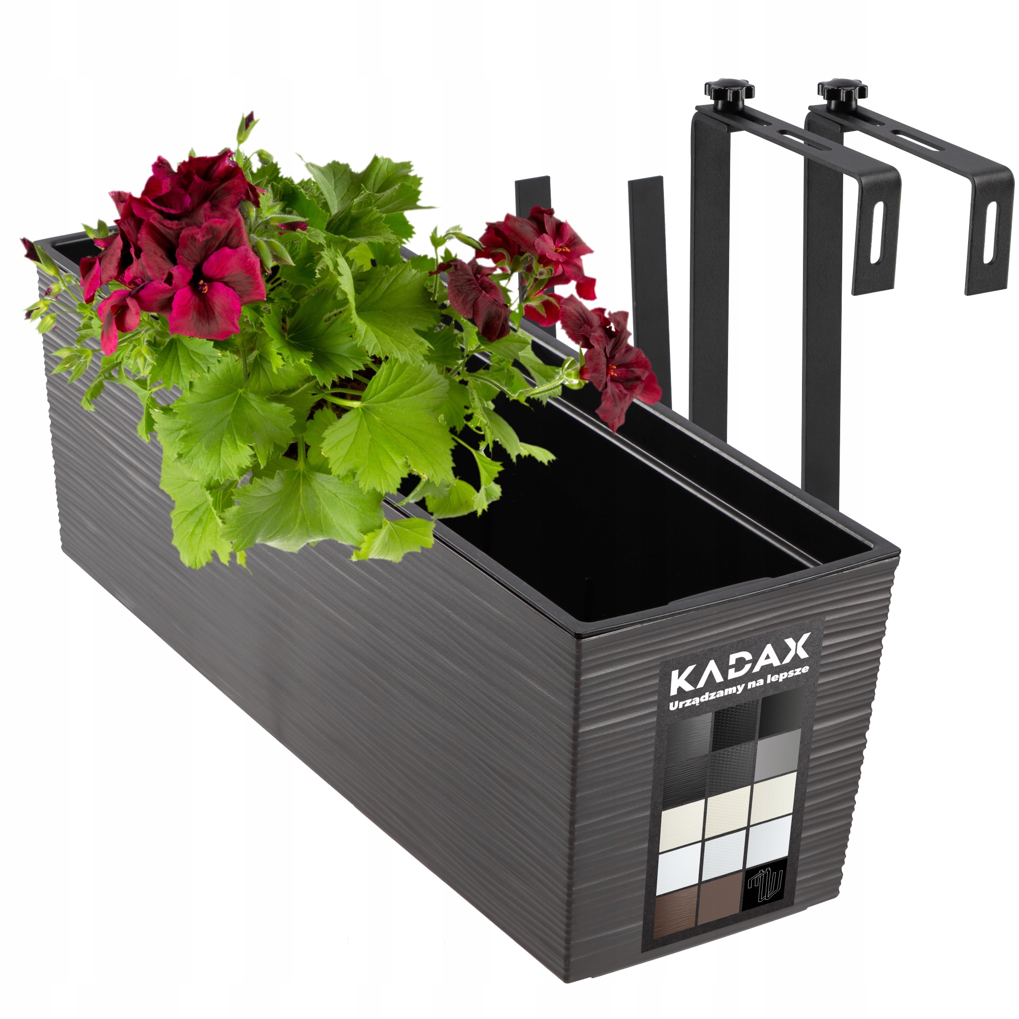 

Doniczka Skrzynka Balkonowa Uchwyty 19x56cm Grafit