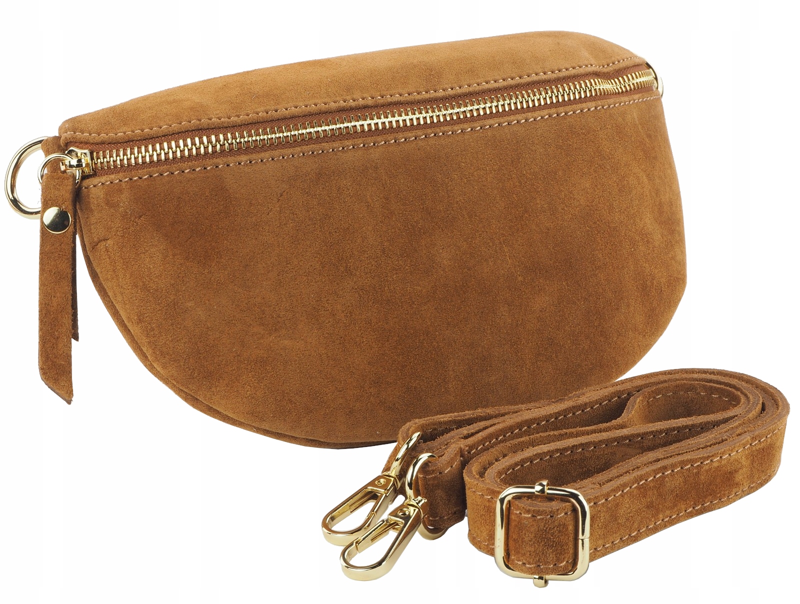 Laura Biaggi Damska Saszetka na Biodro Nerka Torebka Crossbody Skóra Zamsz