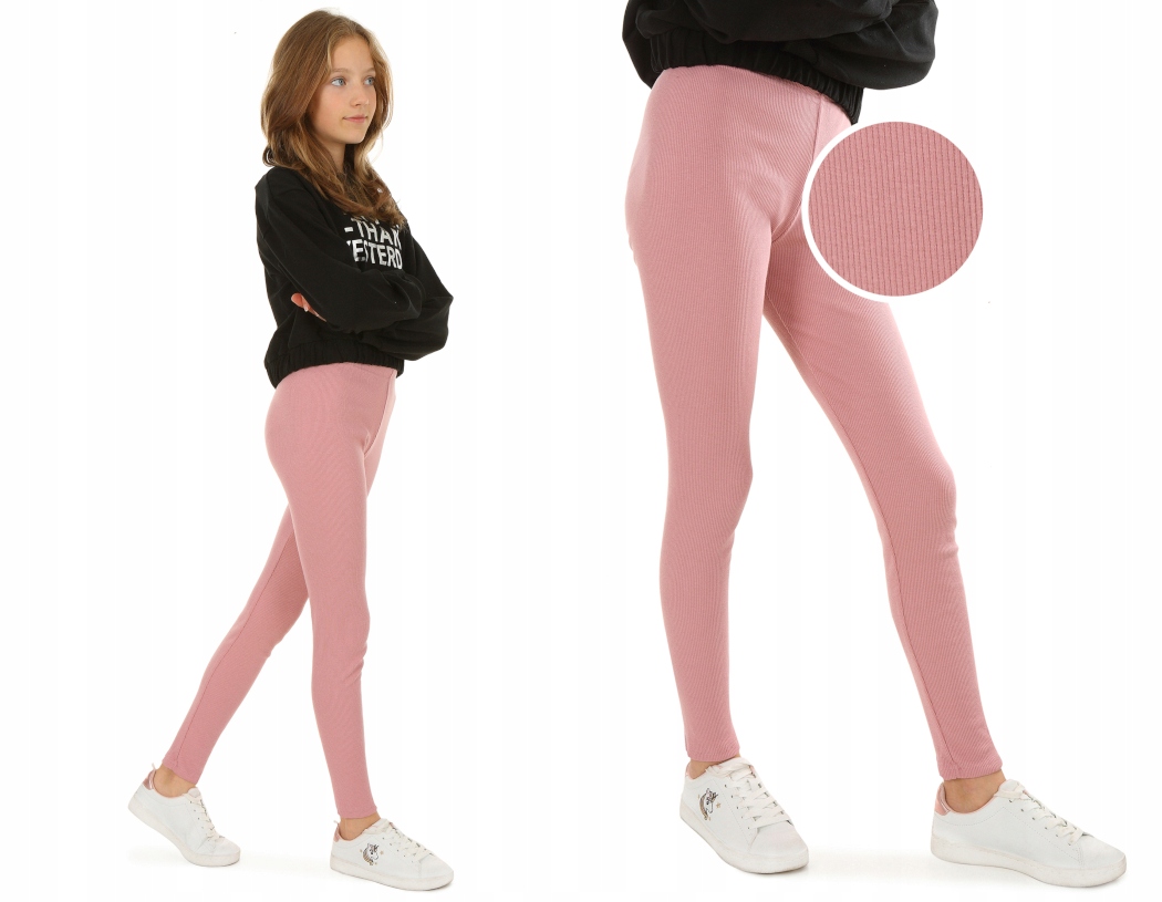

Klasyczne legginsy, Prążek 158 Brudny Róż