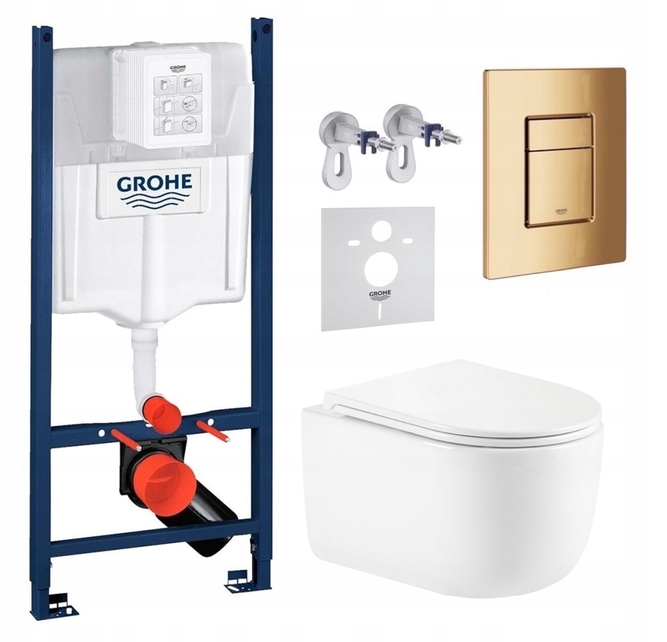 Sada Grohe s Wc misou Imprese Lesna Tornado a zlatým tlačidlom Fresh
