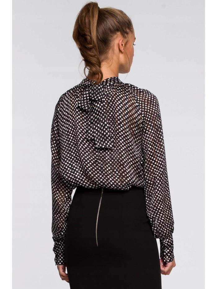 EU S S235 Bluzka szyfonowa z wiązaniem - model 1 E Rozmiar S