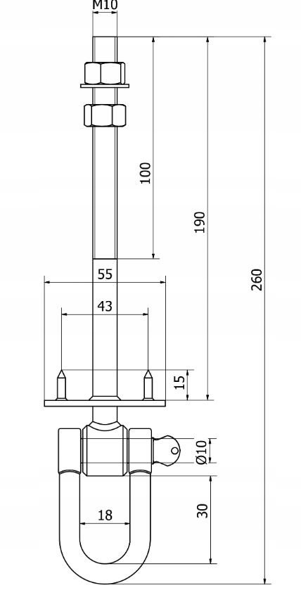 Hak DO huśtawki TYP D szekla + bolce M12X270 EAN (GTIN) 5907534917741