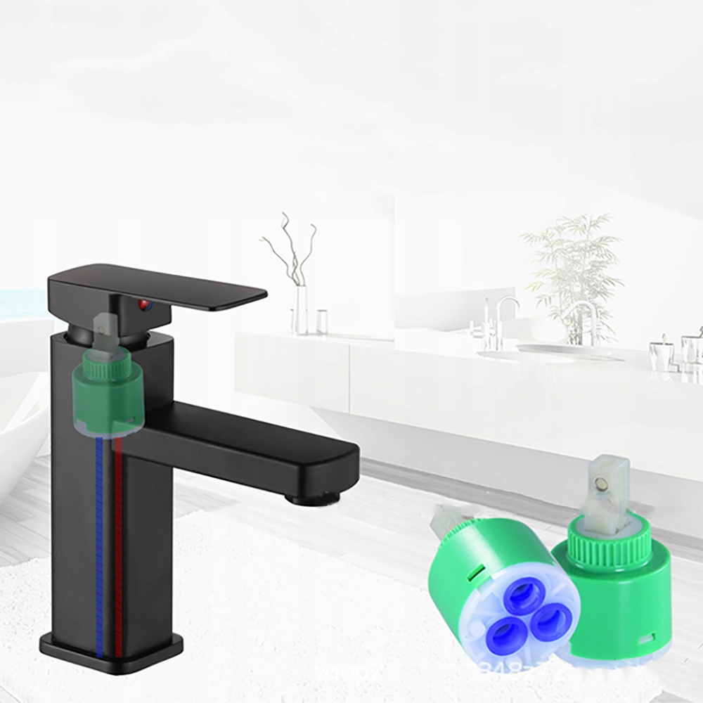 BATERIA STOJĄCA KRAN DO UMYWALKI CZARNA CUBE NISKA Informacje dodatkowe korek automatyczny (click-clack)