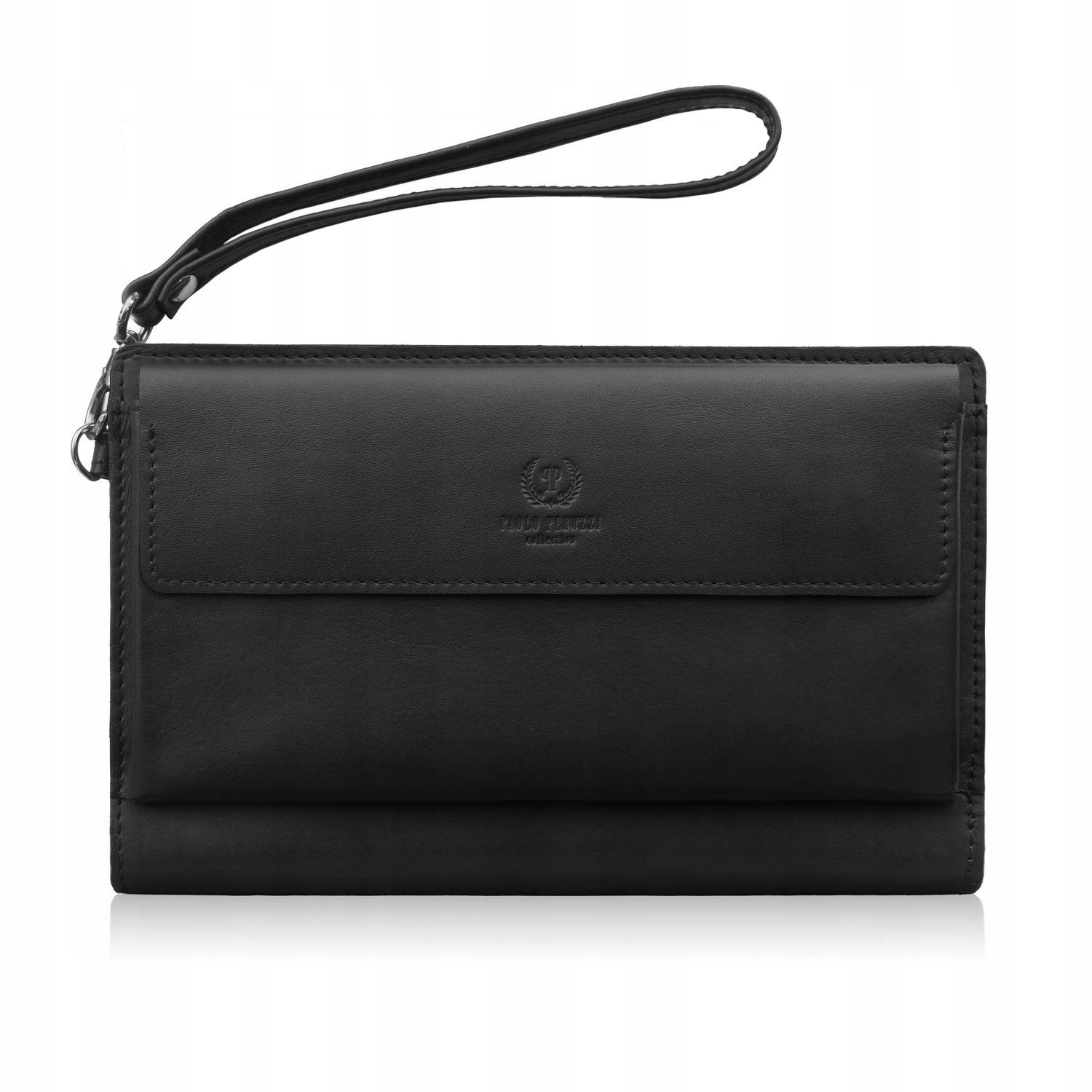 Pánská kožená taška do ruky elegantní, prostorná, černá Paolo Peruzzi