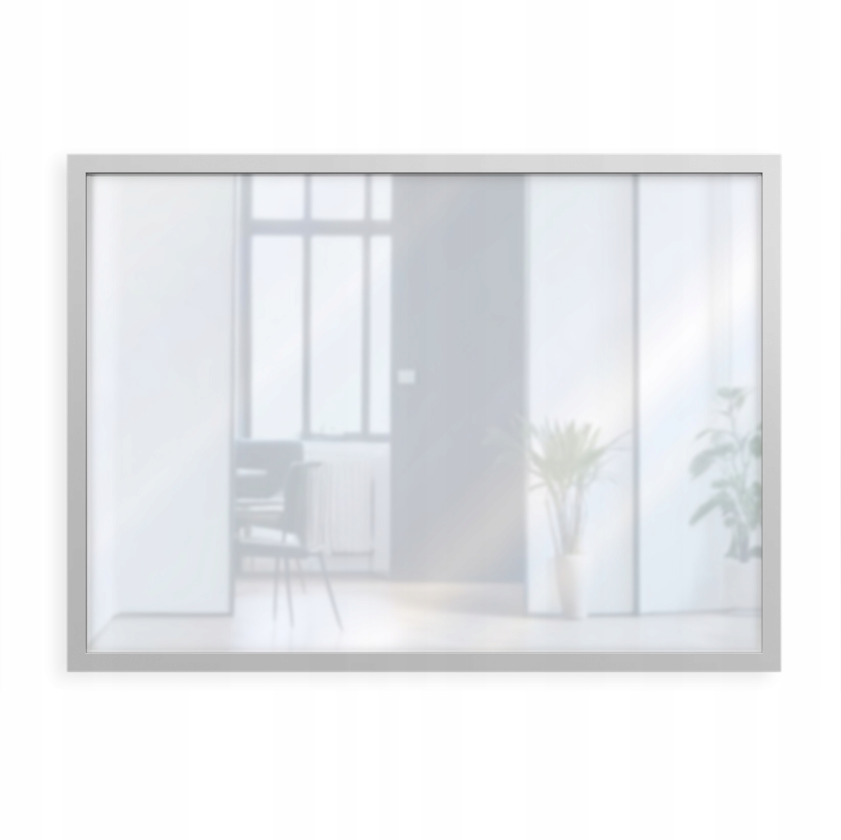 Obdĺžnikové Nástenné Zrkadlo Loft V Bielom Úzkom Hliníkovom Ráme 80x50 CM