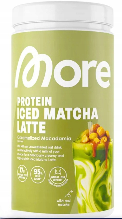 More Oryginalna japońska Matcha Latte proteinowa bez cukru 17g białka 500g