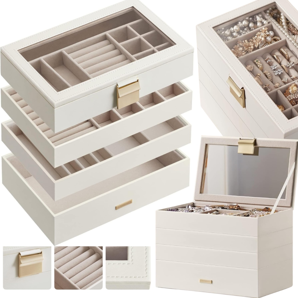Velká Krabička na šperkovnice Kufřík 4 úrovněmi pro ženy