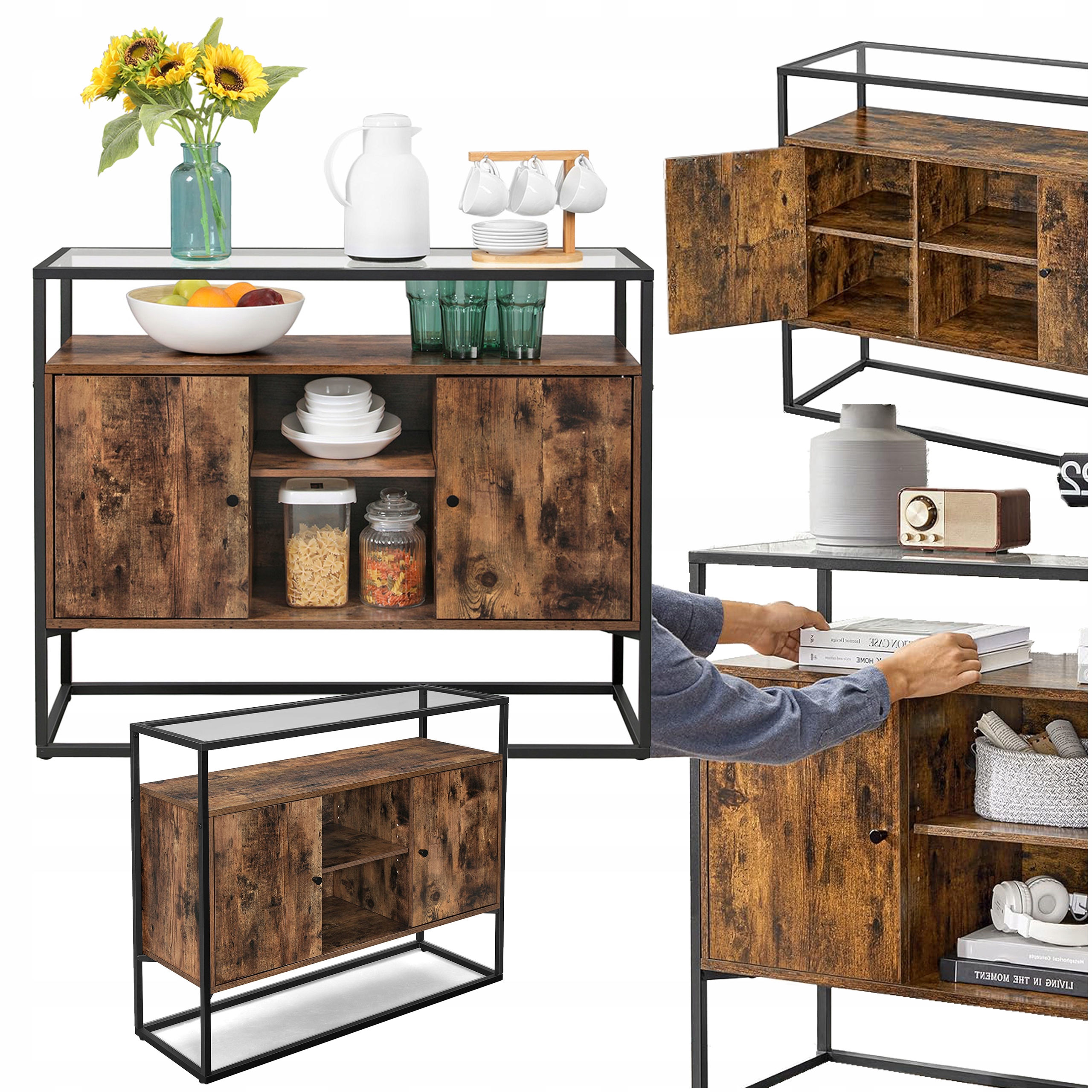 Drevená komoda Skriňa do predsiene, jedálne, kuchyne Malý príborník, vitrína