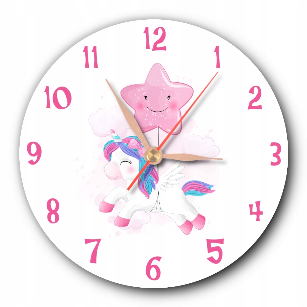 

Zegar na ścianę różowy jednorożec balonik 24 cm