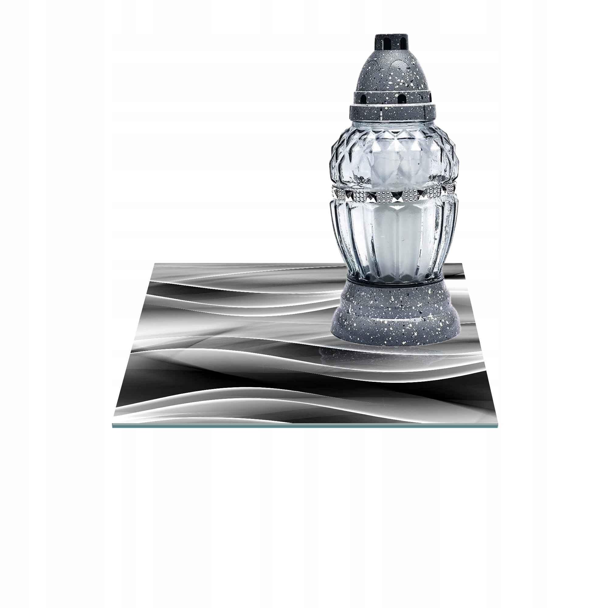 SZKLANA PODSTAWKA POD ZNICZE 40x40cm Jedwab 242h