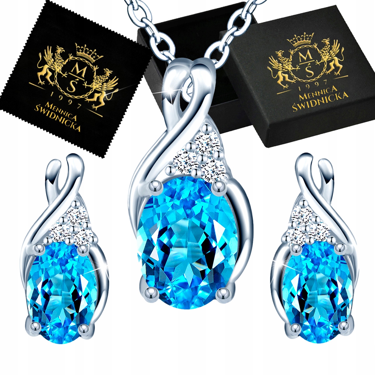 Stříbrné šperky, sada 925 Stříbro Řetízek a Náušnice Gravírování vzorem