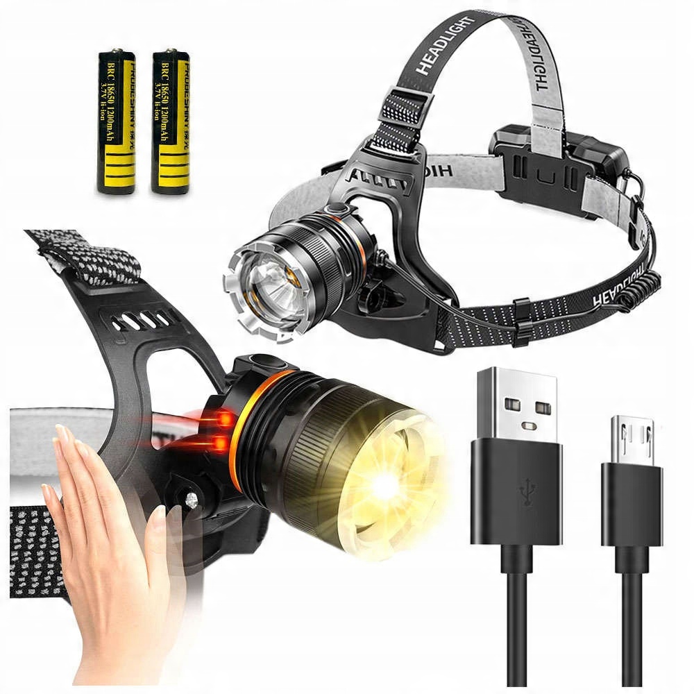 

Latarka Czołowa Czołówka Lampa Led 10W Usb Czujnik
