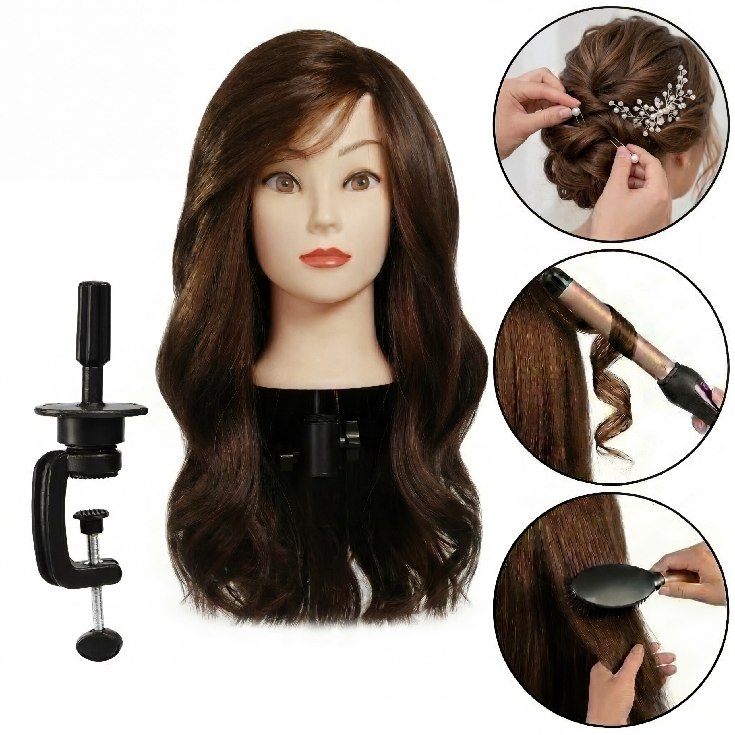 Główka treningowa Alinka Brown 80 cm włos mieszany 60% uchwyt