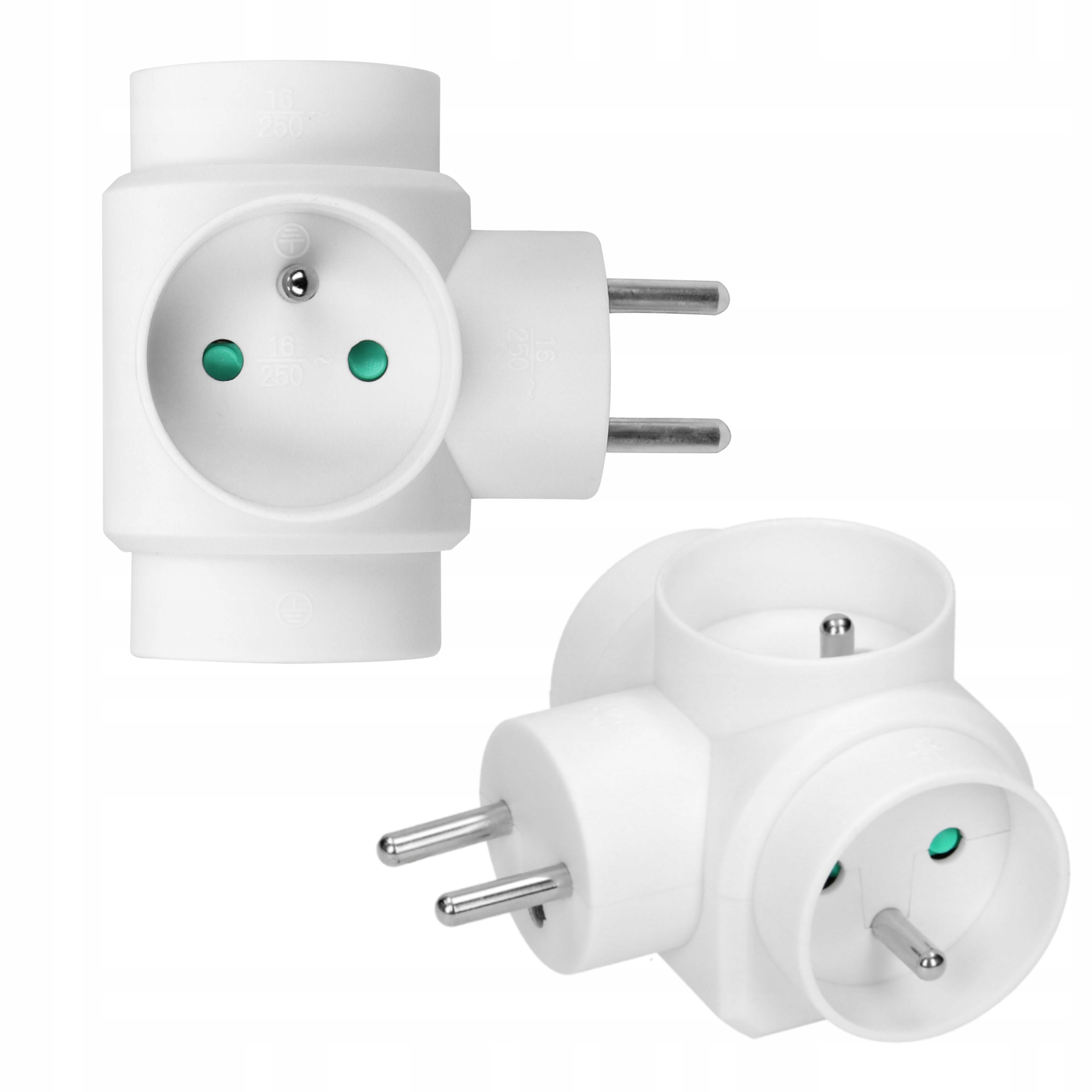 ROZGAŁĘŹNIK NA 3 GNIAZDA Z UZIEMIENIEM TRÓJNIK ZŁODZIEJKA ROZDZIELACZ BIAŁY