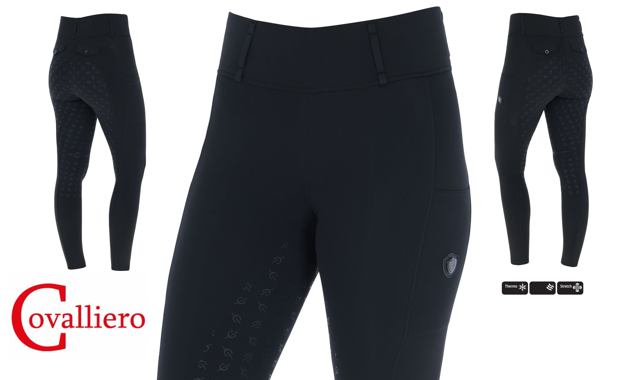 Bregginsy/Legginsy termiczne ocieplane, zimowe Covalliero czarne, r140/146
