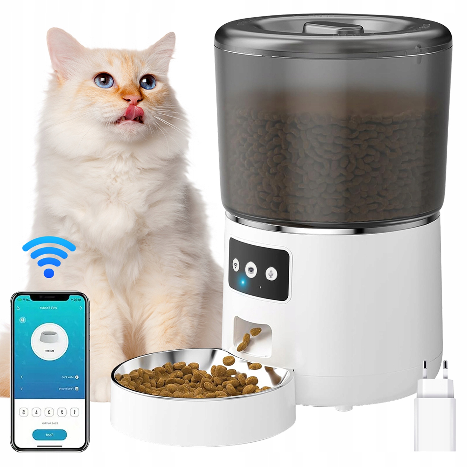 Levně Automatický Podavač Krmiva Pro Kočky Psa 4L Ocelová Miska Napájení Duale
