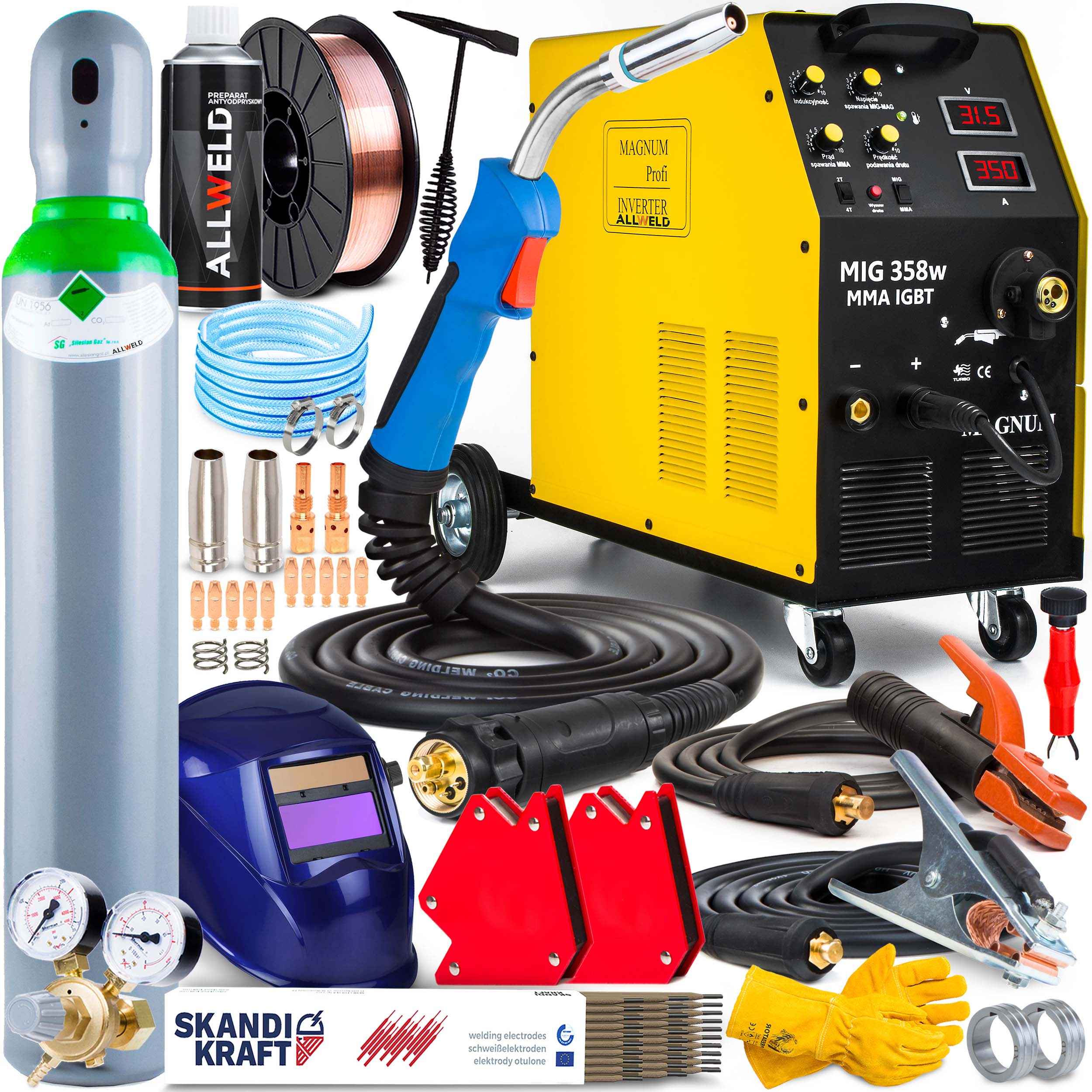 Svářečka Migomat Magnum Mig 358W Mma Igbt 400V 350A Hliník 4X4 Flux