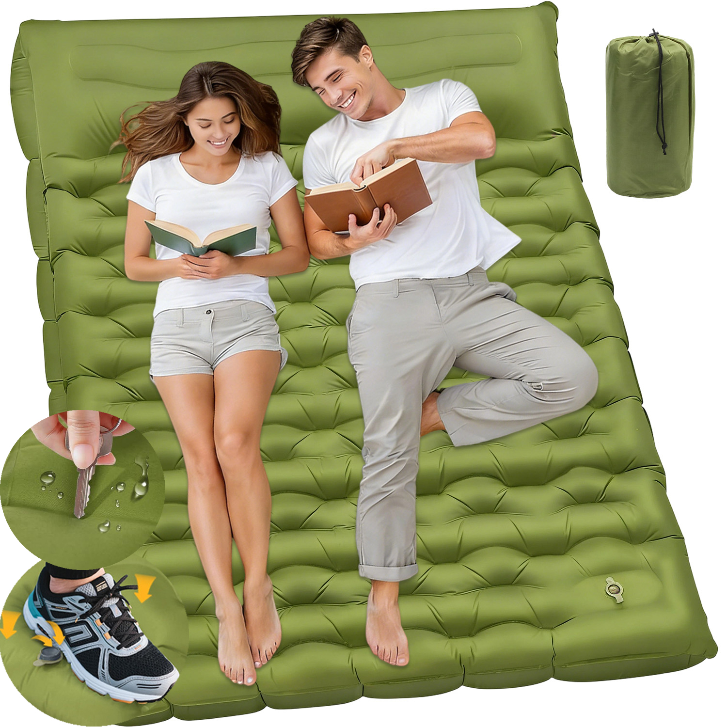 Materac Dmuchany Turystyczny Z Poduszką Kempingowy Pod Odporna Na Ścieranie