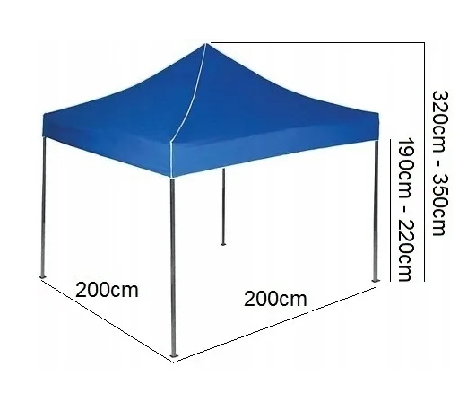 STRONG Komerčný stan 2x2 Záhradný 20kg MODRÁ Šírka 2 m