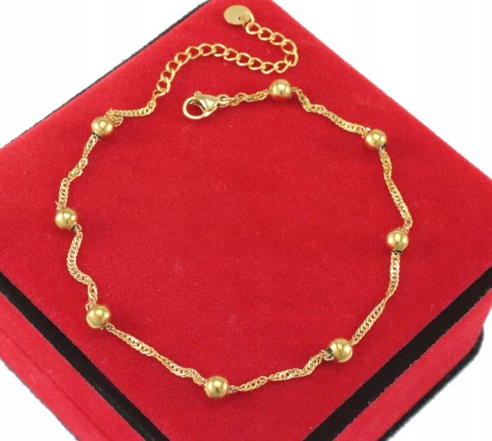 

Bransoletka Na Nogę Złota Kulki Stal 316 L