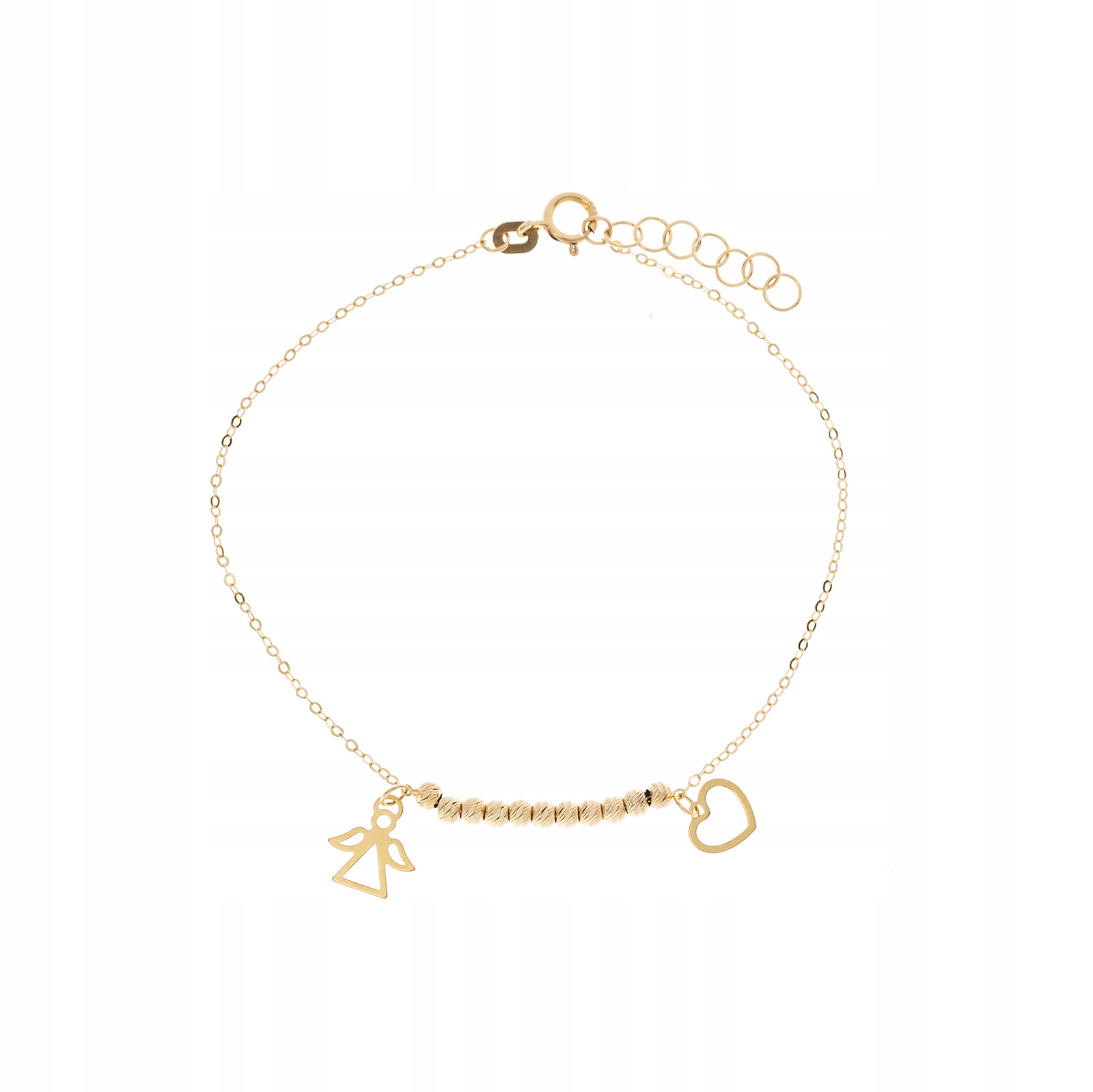 Zlatý náramek 585 s andělem a srdíčkem