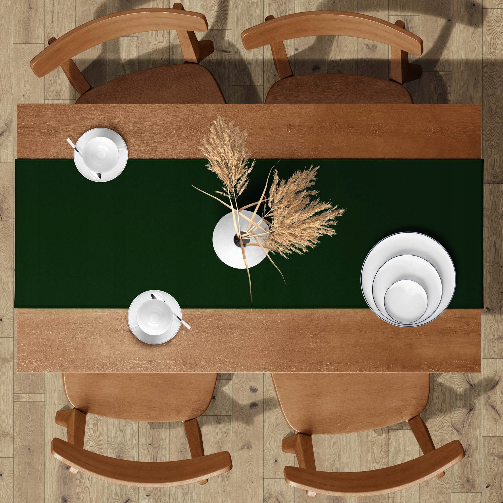 BIEŻNIK OBRUS NA STÓŁ MATOWY GŁADKI 40X140 CM OBSZYTY ZAKŁADKA 2 CM ZIELONY Marka HomeView