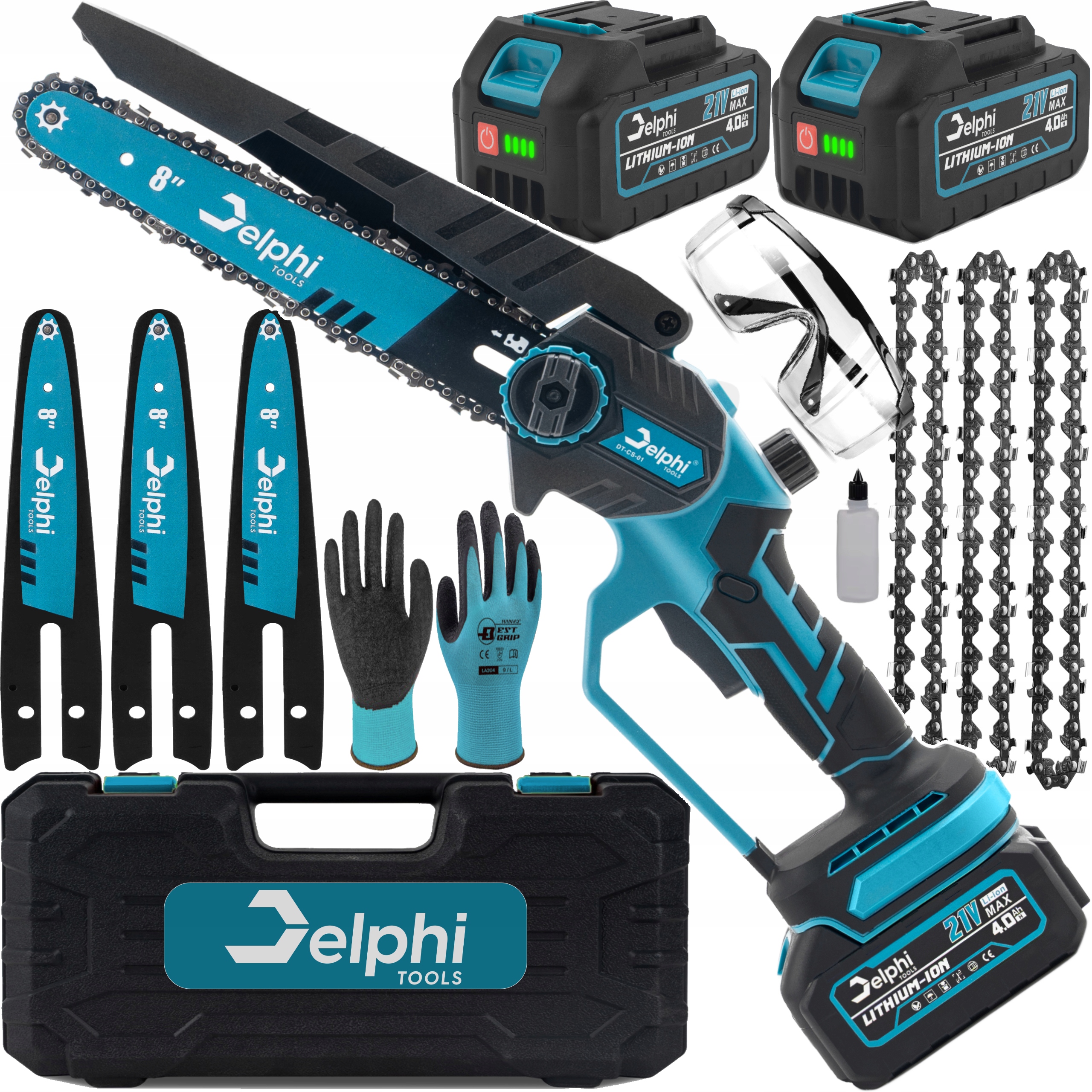 Piła Łańcuchowa Akumulatorowa Pro 8" Bezszczotkowa Pilarka 3x Łańcuch