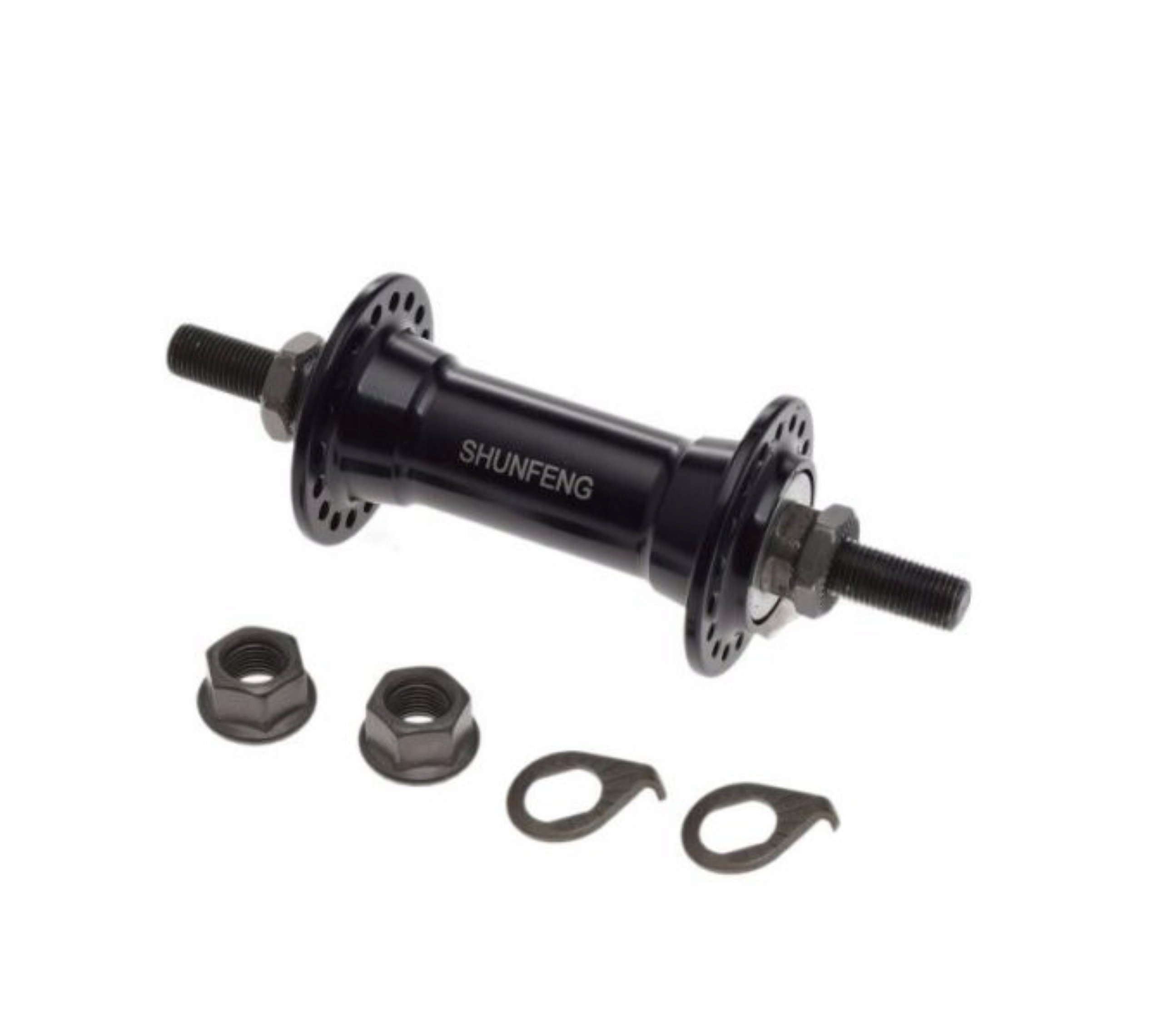 

Piasta rowerowa alu przód 36H Czarna Oś 10mm