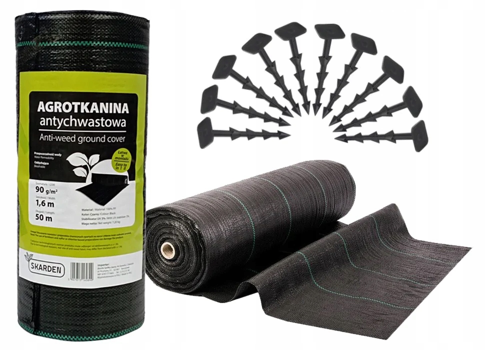 

Agrotkanina Agrowłóknina 1,6x50m 90g/m2 kołki