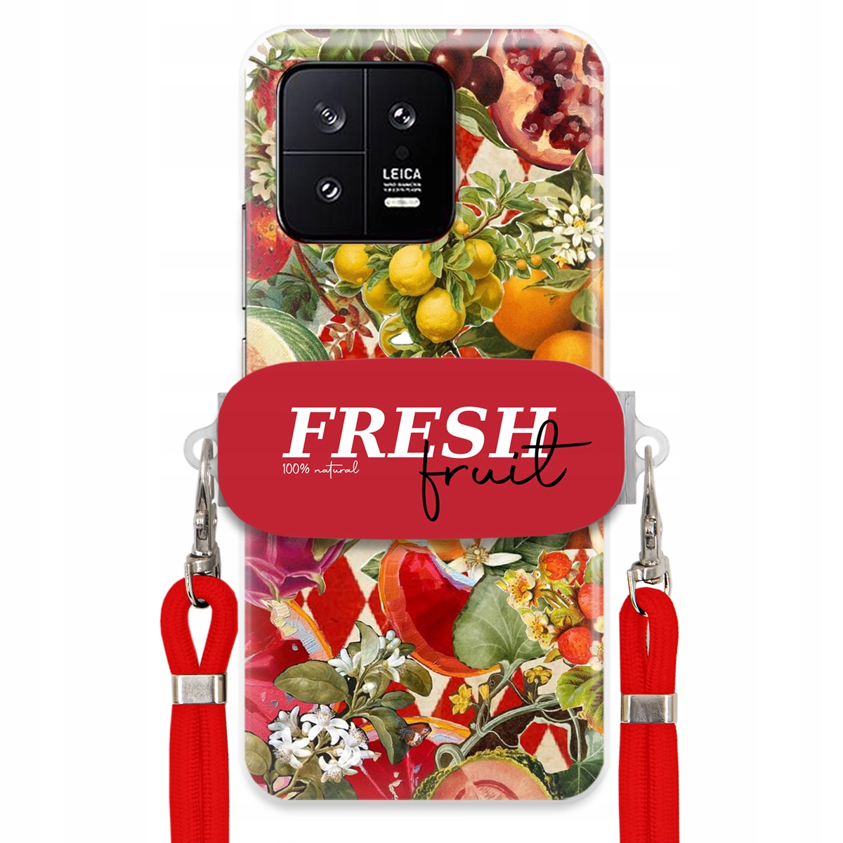 Pouzdro pro Xiaomi 13 Červené Crossbody vodítko Držák Fresh Fruit Ovocný