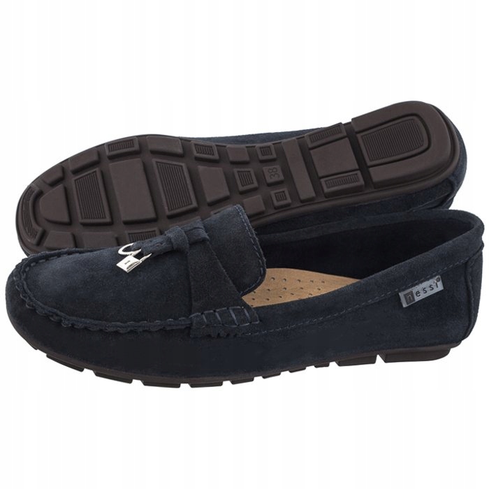 Dámské semišové boty Mokasíny Nessi Tmavě modré 24617