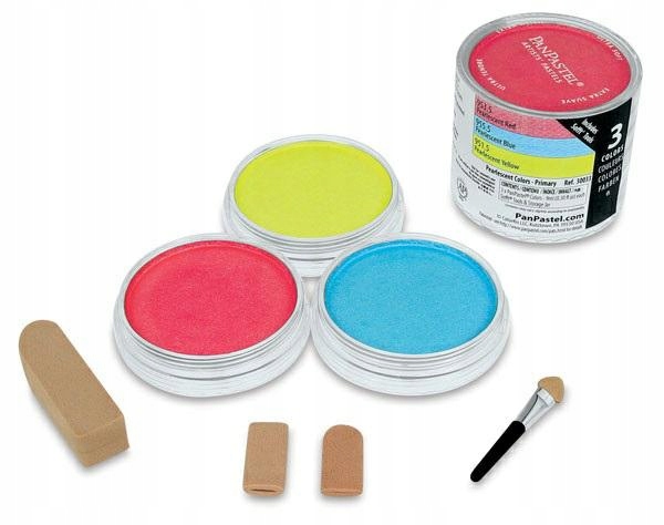 Suché pastely Sada 3 barev perleťově červená modrá žlutá PanPastel