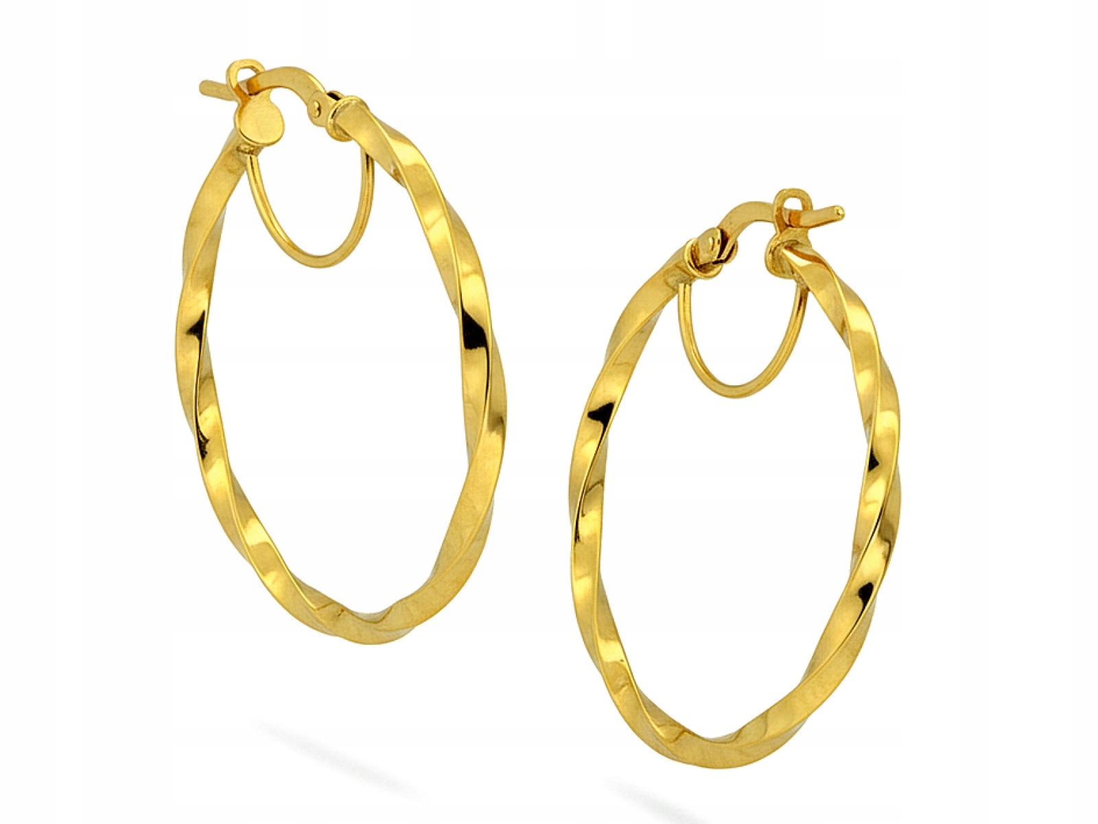 Náušnice Kola Zlaté 585 velké zkroucené 33 mm ideální pro den žen