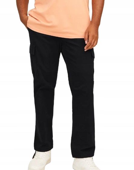 Jack&jones Plus Size Černé Pánské Kalhoty Kapsáče Dlouhé 44/32 Jqc
