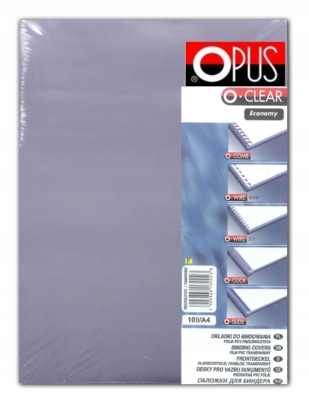 

Okładki przezroczyste przód Opus Clear Eco A4 x100