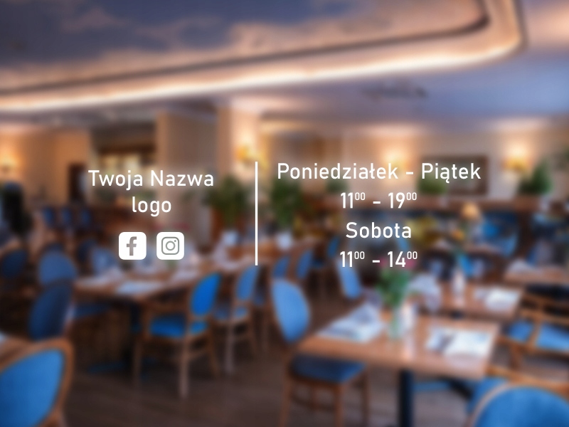 NAKLEJKA NA DRZWI, Godziny Otwarcia + Twoja Nazwa, Logo - ODBLASKOWA| HOLOG Producent Inna